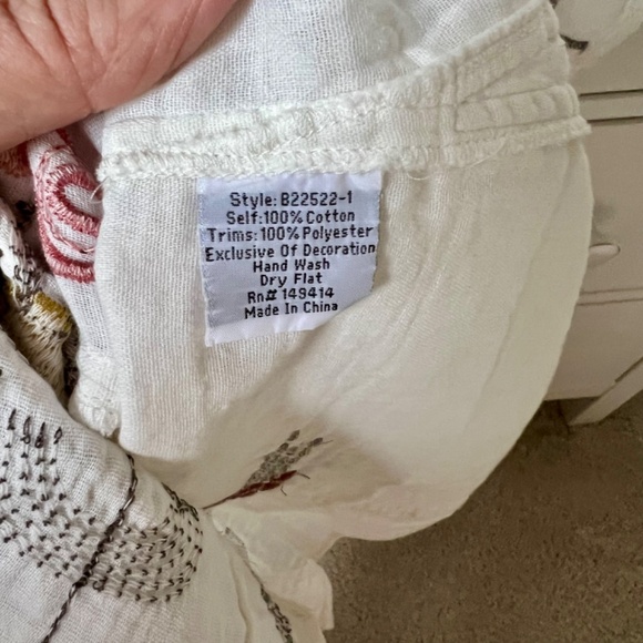 Johnny Was Joelle Cotton Tunic Shirt Coverup White XL - Picture 9 of 9